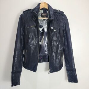 Danier black leather moto jacket